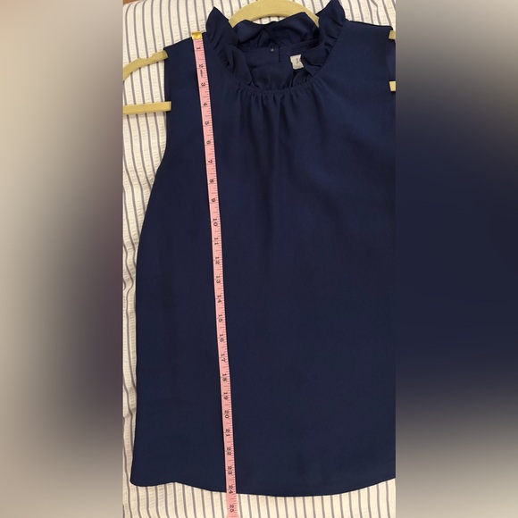 EUC J. Crew Midnight Blue Ruffleneck Top - Picture 7 of 10